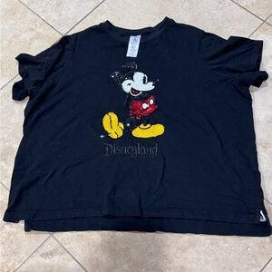 Disneyland Black and Red Mickey Mouse T-Shirt with sequins